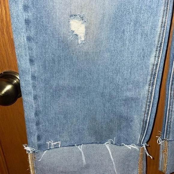 Women’s RISEN DENIM JEANS CROSS OVER DETAIL HIGH RISE WIDE STRAIGHT LEG 13/31W - Picture 9 of 14